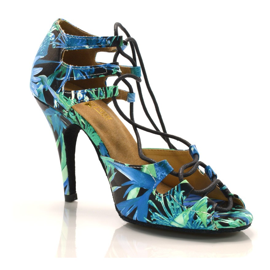 Chaussures de danse kizomba Label Latin " Xara tropical" simili cuir motif trocipal