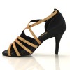 Chaussures de danse salsa Label Latin "Raina" Satin noir et glitter or