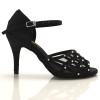 Chaussures de danse salsa Label Latin "Vera" Satin noir et strass