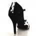 Chaussures de danse salsa Label Latin "Noa" Velours noir et cuir simili argent