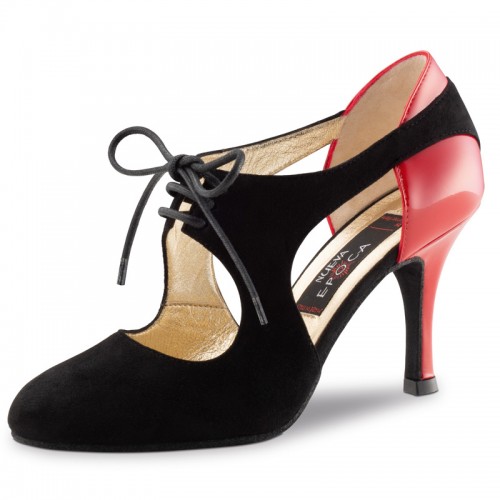 Chaussures de danse Nueva Epoca Werner Kern "Talia" Daim noir et cuir vernis rouge
