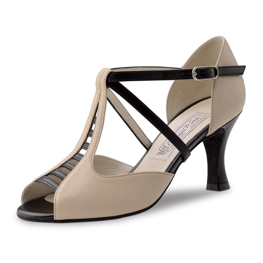 Chaussures de danse Werner Kern "Holly" 6,5 cm cuir noir et beige