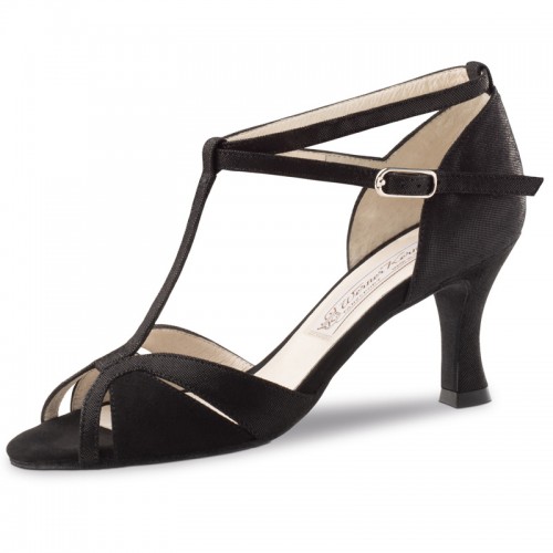 Chaussures de danse Werner Kern "Ida" 6,5 cm daim noir et cuir imitation peau de lézard