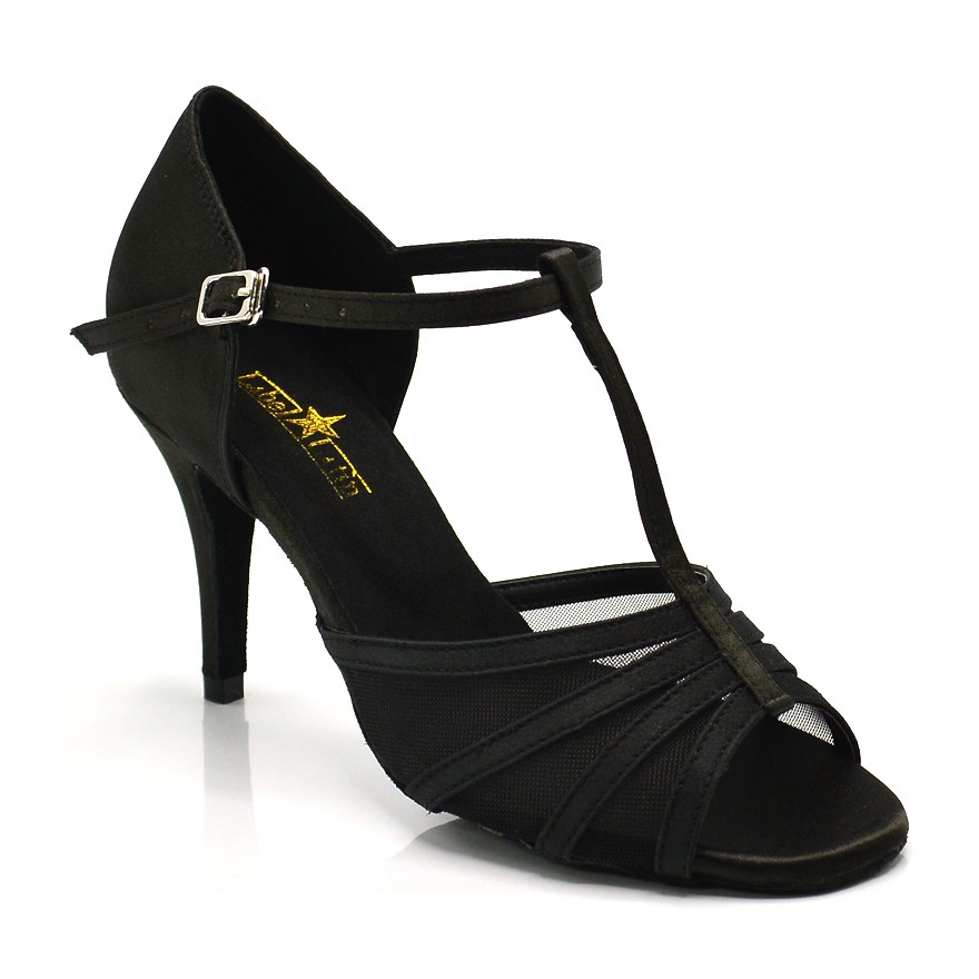 Chaussures de danse Label Latin "Alma" satin noir