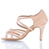 Chaussures de danse salsa Label Latin "Dalia" Satin tan flesh et strass