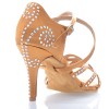 Chaussures de danse salsa Label Latin "Dalia" Satin tan et strass