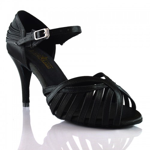 Chaussures de danse Label Latin "Debra" satin noir