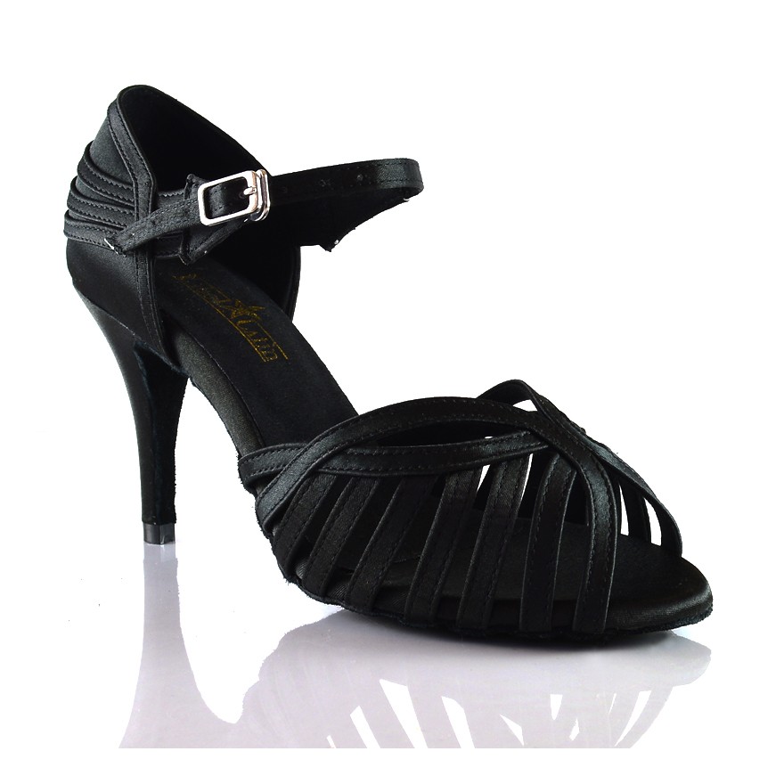 Chaussures de danse Label Latin "Debra" satin noir