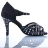 Chaussures de danse Label Latin "Debra" satin noir et strass