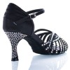 Chaussures de danse Label Latin "Debra" satin noir et strass