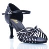 Chaussures de danse Label Latin "Debra" satin noir et strass