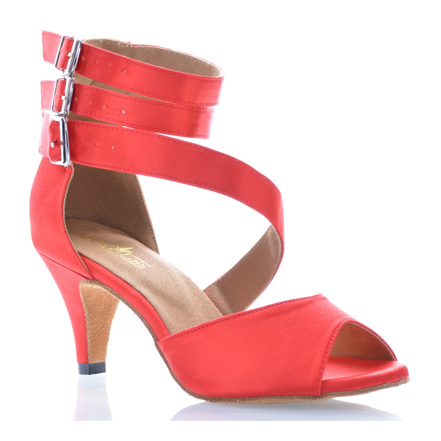 Chaussures de danse Label Latin "Isabella" satin rouge