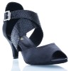 Chaussures de danse Label Latin "Label Latin" satin noir et simili cuir imitation peau de serpent