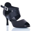 Chaussures de danse Label Latin "Label Latin" satin noir et simili cuir imitation peau de serpent