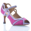 Chaussures de danse Label Latin "Laura" satin fuchsia et argent