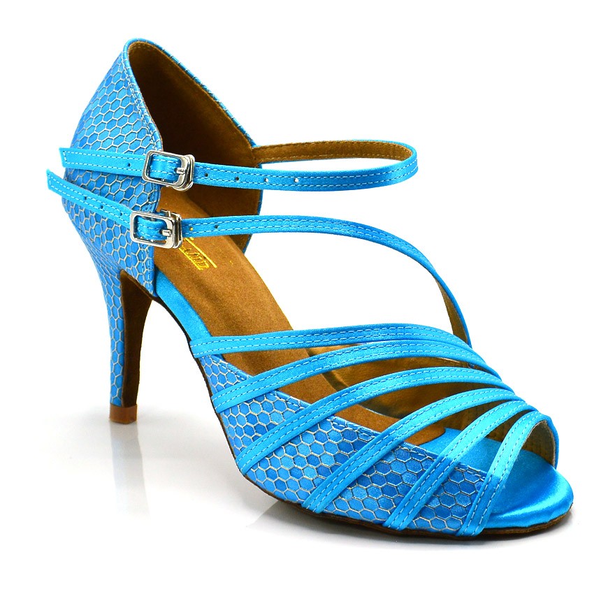 Chaussures de danse Label Latin "Mandy" satin bleu turquoise