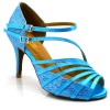 Chaussures de danse Label Latin "Mandy" satin bleu turquoise