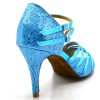 Chaussures de danse Label Latin "Mandy" satin bleu turquoise