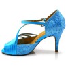 Chaussures de danse Label Latin "Mandy" satin bleu turquoise