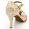 Chaussures de danse Label Latin "Mandy" satin et simili cuir vernis beige