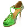 Chaussures de danse Label Latin "Mandy" satin vert