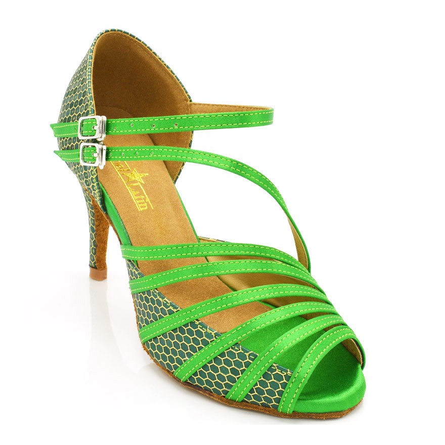 Chaussures de danse Label Latin "Mandy" satin vert