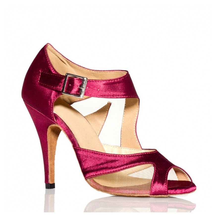 Chaussures de danse Label Latin "Monica" satin bordeaux