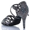 Chaussures de danse Label Latin "Nerissa" satin noir et strass