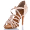 Chaussures de danse Label Latin "Nirvana" satin tan flesh et strass