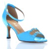 Chaussures de danse Label Latin "Strass" satin bleu turquoise