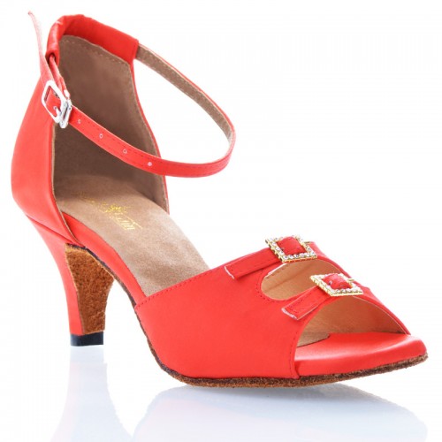 Chaussures de danse Label Latin "Strass" satin rouge