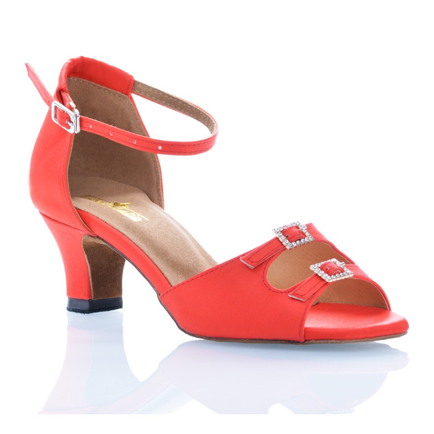 Chaussures de danse Label Latin "Strass" satin rouge