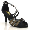 Chaussures de danse Label Latin "Tricia" Simili cuir motifs floral noir et strass