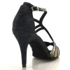 Chaussures de danse Label Latin "Tricia" Simili cuir motifs floral noir et strass