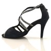 Chaussures de danse Label Latin "Tricia" Simili cuir motifs floral noir et strass