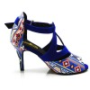 Chaussures de danse Label Latin " Twila" simili cuir wax et velours bleu