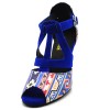 Chaussures de danse Label Latin " Twila" simili cuir wax et velours bleu