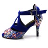 Chaussures de danse Label Latin " Twila" simili cuir wax et velours bleu