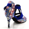 Chaussures de danse Label Latin " Twila" simili cuir wax et velours bleu