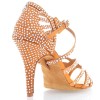 Chaussures de danse Label Latin "Wanda" satin tan et strass