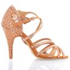 Chaussures de danse Label Latin "Wanda" satin tan et strass