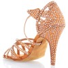 Chaussures de danse Label Latin "Wanda" satin tan et strass