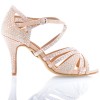 Chaussures de danse Label Latin "Wanda" satin tan flesh et strass