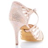 Chaussures de danse Label Latin "Wanda" satin tan flesh et strass