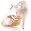 Chaussures de danse Label Latin "Wanda" satin tan flesh et strass