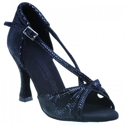 Chaussures de danse Rummos "Lana" cuir noir imitation peau de serpent
