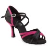 Chaussures de danse Elite Rummos "Athena" Nubuk fushia et cuir noir lezard