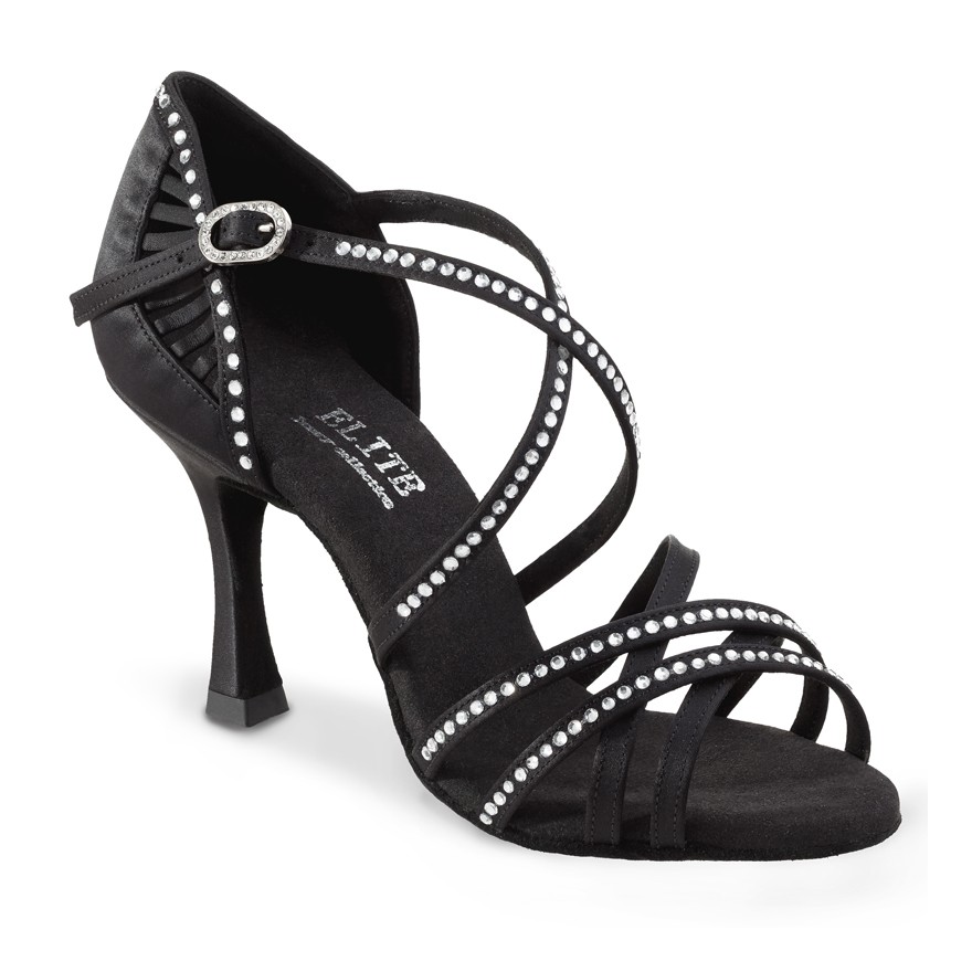 Chaussures de danse Elite Rummos "Melinda" satin noir et strass