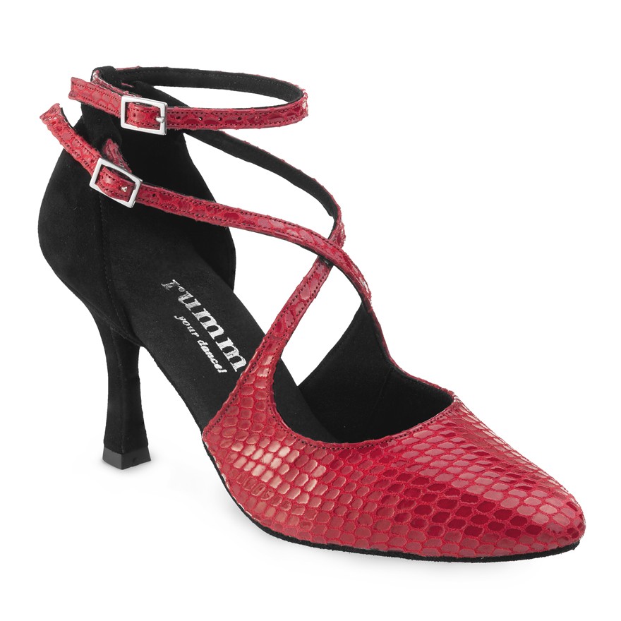 Chaussures de danse Rummos "Olivia" cuir serpent rouge